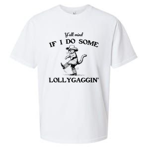 YAll Mind If I Do Some Lollygagging Funny Cowboy Cat Sueded Cloud Jersey T-Shirt