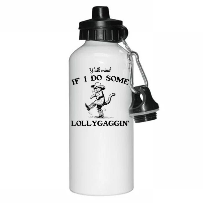 YAll Mind If I Do Some Lollygagging Funny Cowboy Cat Aluminum Water Bottle