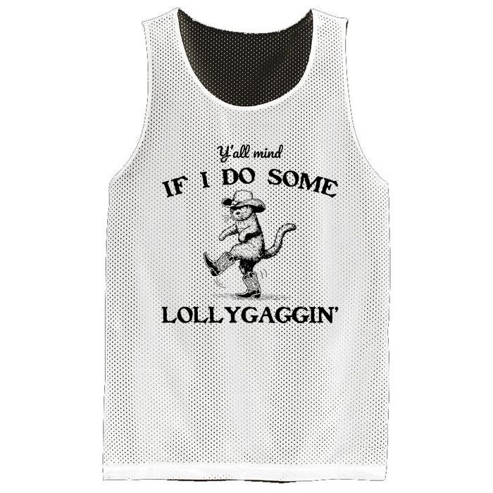 YAll Mind If I Do Some Lollygagging Funny Cowboy Cat Mesh Reversible Basketball Jersey Tank