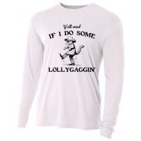 YAll Mind If I Do Some Lollygagging Funny Cowboy Cat Cooling Performance Long Sleeve Crew