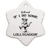 YAll Mind If I Do Some Lollygagging Funny Cowboy Cat Ceramic Star Ornament