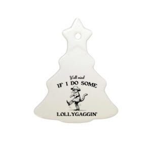 YAll Mind If I Do Some Lollygagging Funny Cowboy Cat Ceramic Tree Ornament