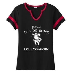 YAll Mind If I Do Some Lollygaggin Funny Frog Ladies Halftime Notch Neck Tee