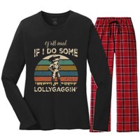 YAll Mind If I Do Some Lollygagging Funny Cowboy Frog Women's Long Sleeve Flannel Pajama Set 