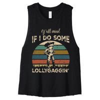 YAll Mind If I Do Some Lollygagging Funny Cowboy Frog Women's Racerback Cropped Tank