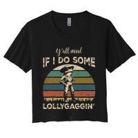 YAll Mind If I Do Some Lollygagging Funny Cowboy Frog Women's Crop Top Tee