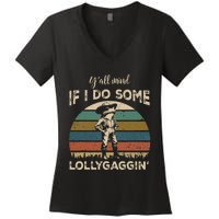 YAll Mind If I Do Some Lollygagging Funny Cowboy Frog Women's V-Neck T-Shirt