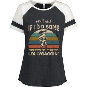 YAll Mind If I Do Some Lollygagging Funny Cowboy Frog Enza Ladies Jersey Colorblock Tee