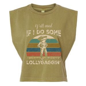 YAll Mind If I Do Some Lollygagging Funny Cowboy Frog Garment-Dyed Women's Muscle Tee