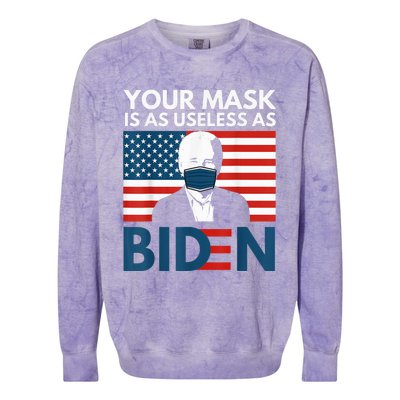 Your Mask Is As Useless as Biden Anti Biden Sucks Political Colorblast Crewneck Sweatshirt