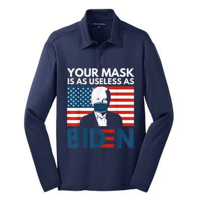 Your Mask Is As Useless as Biden Anti Biden Sucks Political Silk Touch Performance Long Sleeve Polo