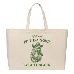 YAll Mind If I Do Some Lollygagging Funny Cowboy Frog Cotton Canvas Jumbo Tote