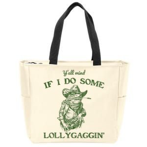 YAll Mind If I Do Some Lollygagging Funny Cowboy Frog Zip Tote Bag