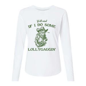 YAll Mind If I Do Some Lollygagging Funny Cowboy Frog Womens Cotton Relaxed Long Sleeve T-Shirt