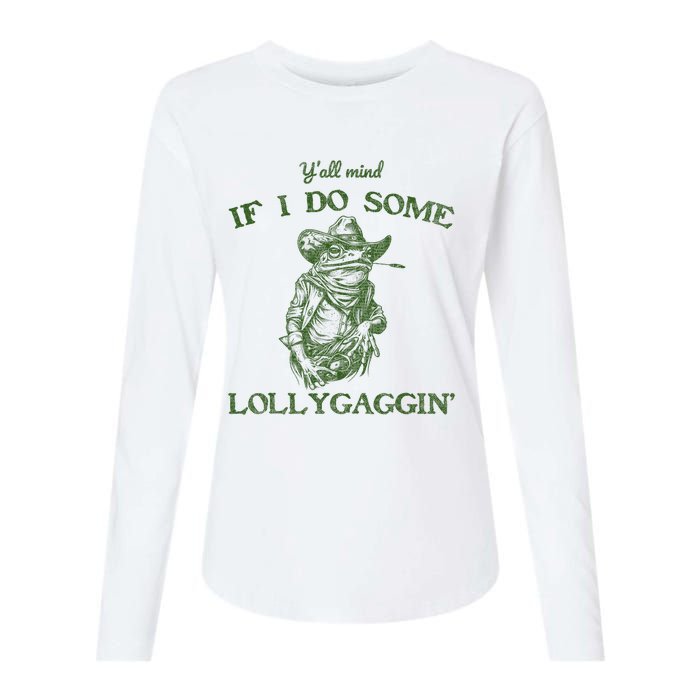 YAll Mind If I Do Some Lollygagging Funny Cowboy Frog Womens Cotton Relaxed Long Sleeve T-Shirt