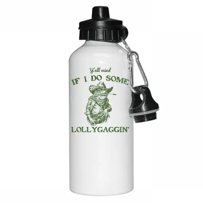 YAll Mind If I Do Some Lollygagging Funny Cowboy Frog Aluminum Water Bottle