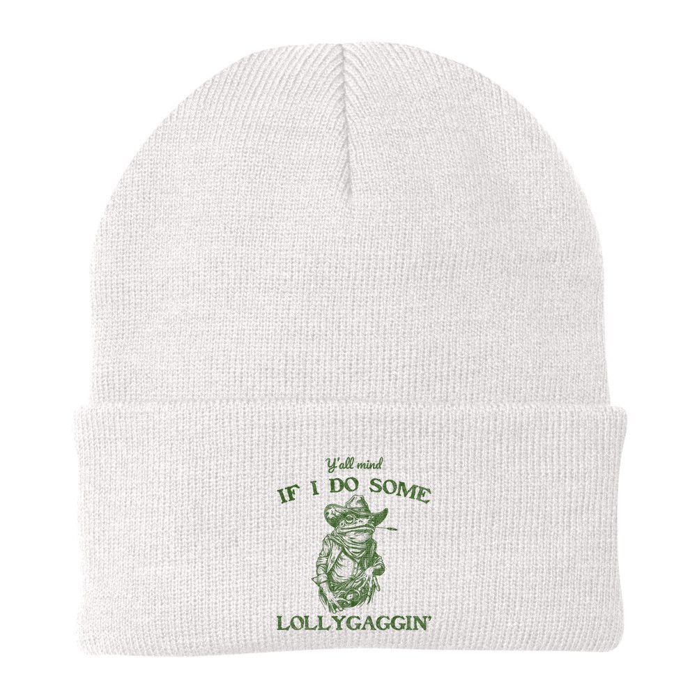 YAll Mind If I Do Some Lollygagging Funny Cowboy Frog Beanie
