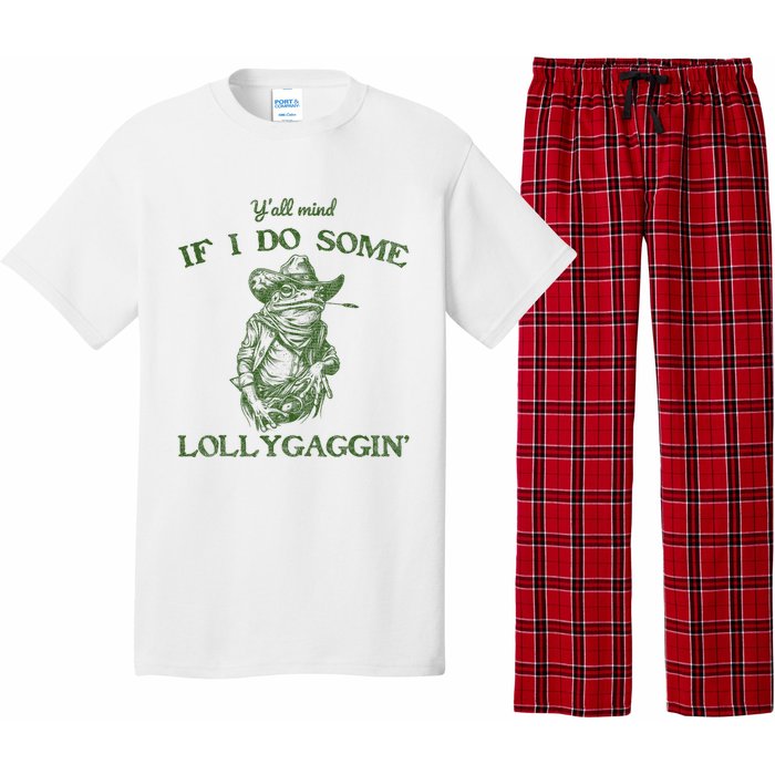 YAll Mind If I Do Some Lollygagging Funny Cowboy Frog Pajama Set