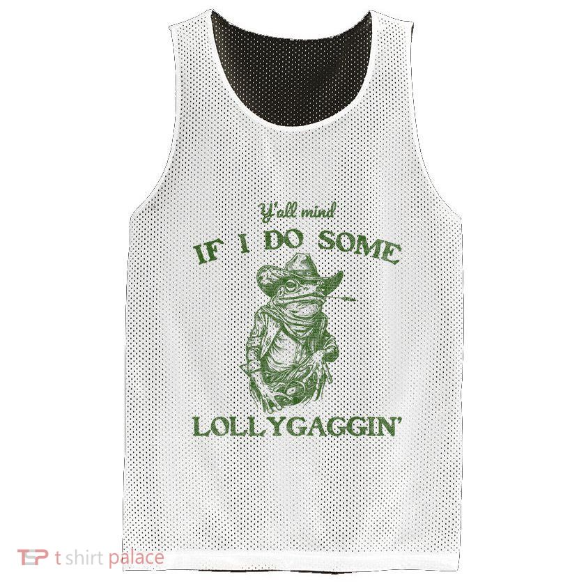 YAll Mind If I Do Some Lollygagging Funny Cowboy Frog Mesh Reversible Basketball Jersey Tank