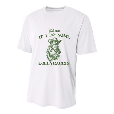 YAll Mind If I Do Some Lollygagging Funny Cowboy Frog Youth Performance Sprint T-Shirt