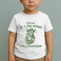 YAll Mind If I Do Some Lollygagging Funny Cowboy Frog Toddler T-Shirt