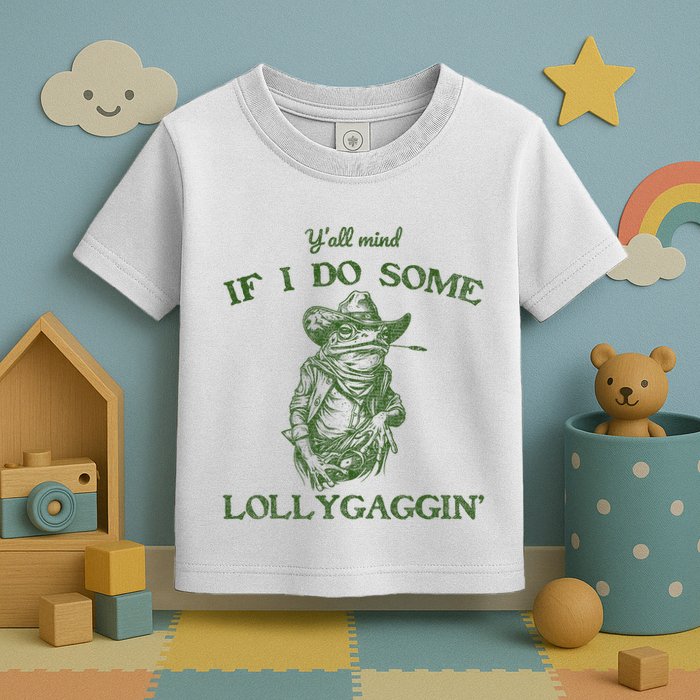 YAll Mind If I Do Some Lollygagging Funny Cowboy Frog Toddler T-Shirt
