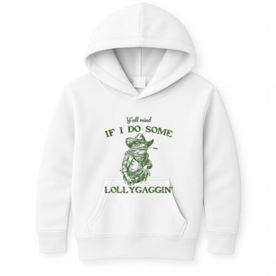YAll Mind If I Do Some Lollygagging Funny Cowboy Frog Kids Hoodie
