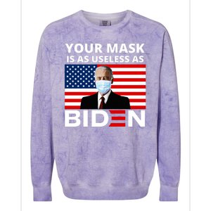 Your Mask Is As Useless As Biden Funny Colorblast Crewneck Sweatshirt