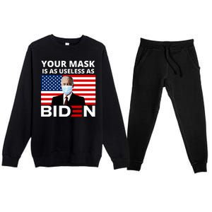 Your Mask Is As Useless As Biden Funny Premium Crewneck Sweatsuit Set