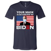 Your Mask Is As Useless As Biden Funny V-Neck T-Shirt