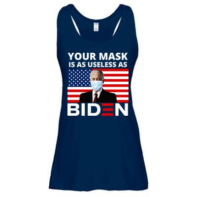 Your Mask Is As Useless As Biden Funny Ladies Essential Flowy Tank