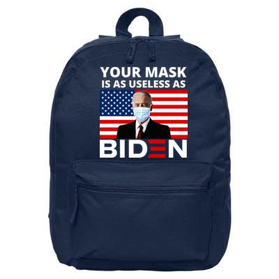 Your Mask Is As Useless As Biden Funny 16 in Basic Backpack