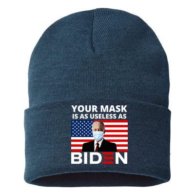 Your Mask Is As Useless As Biden Funny Sustainable Knit Beanie