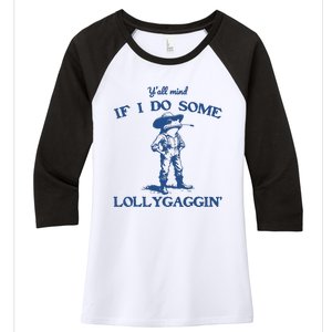 Yall Mind If I Do Some Lollygagging Cowboy Frog Women's Tri-Blend 3/4-Sleeve Raglan Shirt