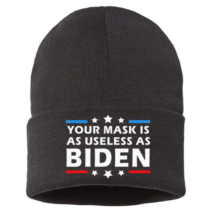 Your Mask Is As Useless As Joe Biden Sucks Funny Political  Sustainable Knit Beanie