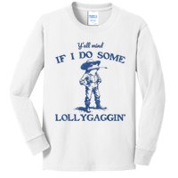 YAll Mind If I Do Some Lollygagging Cowboy Frog Kids Long Sleeve Shirt