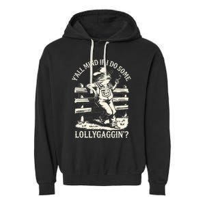 Yall Mind If I Do Some Lollygagging Cowboy Western Frog Garment-Dyed Fleece Hoodie