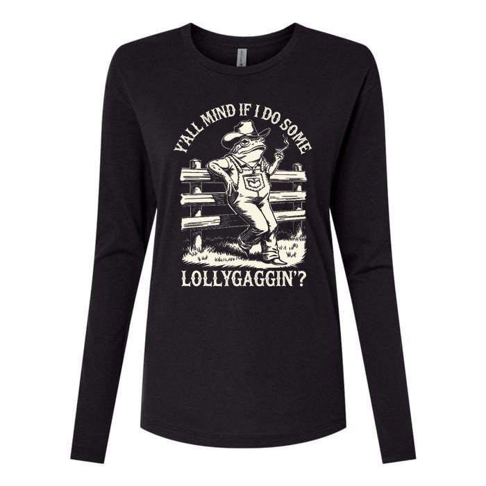 Yall Mind If I Do Some Lollygagging Cowboy Western Frog Womens Cotton Relaxed Long Sleeve T-Shirt