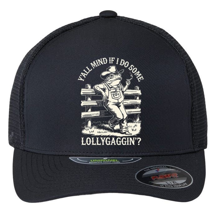 Yall Mind If I Do Some Lollygagging Cowboy Western Frog Flexfit Unipanel Trucker Cap