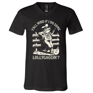 Yall Mind If I Do Some Lollygagging Cowboy Western Frog V-Neck T-Shirt