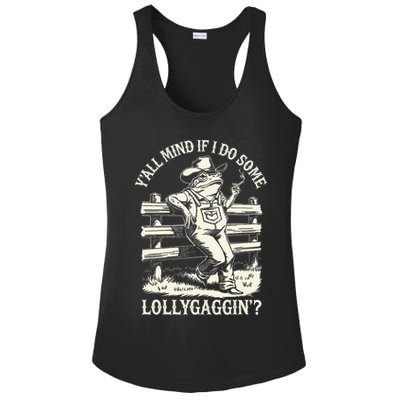 Yall Mind If I Do Some Lollygagging Cowboy Western Frog Ladies PosiCharge Competitor Racerback Tank