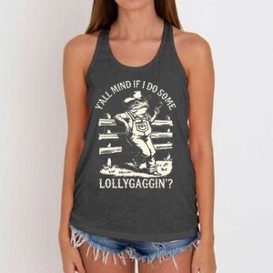 Yall Mind If I Do Some Lollygagging Cowboy Western Frog Women's Knotted Racerback Tank