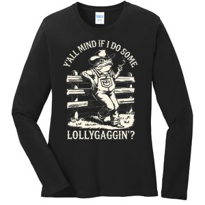 Yall Mind If I Do Some Lollygagging Cowboy Western Frog Ladies Long Sleeve Shirt