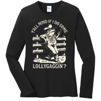 Yall Mind If I Do Some Lollygagging Cowboy Western Frog Ladies Long Sleeve Shirt