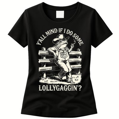 Yall Mind If I Do Some Lollygagging Cowboy Western Frog Womens T-Shirt