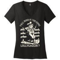 Yall Mind If I Do Some Lollygagging Cowboy Western Frog Women's V-Neck T-Shirt