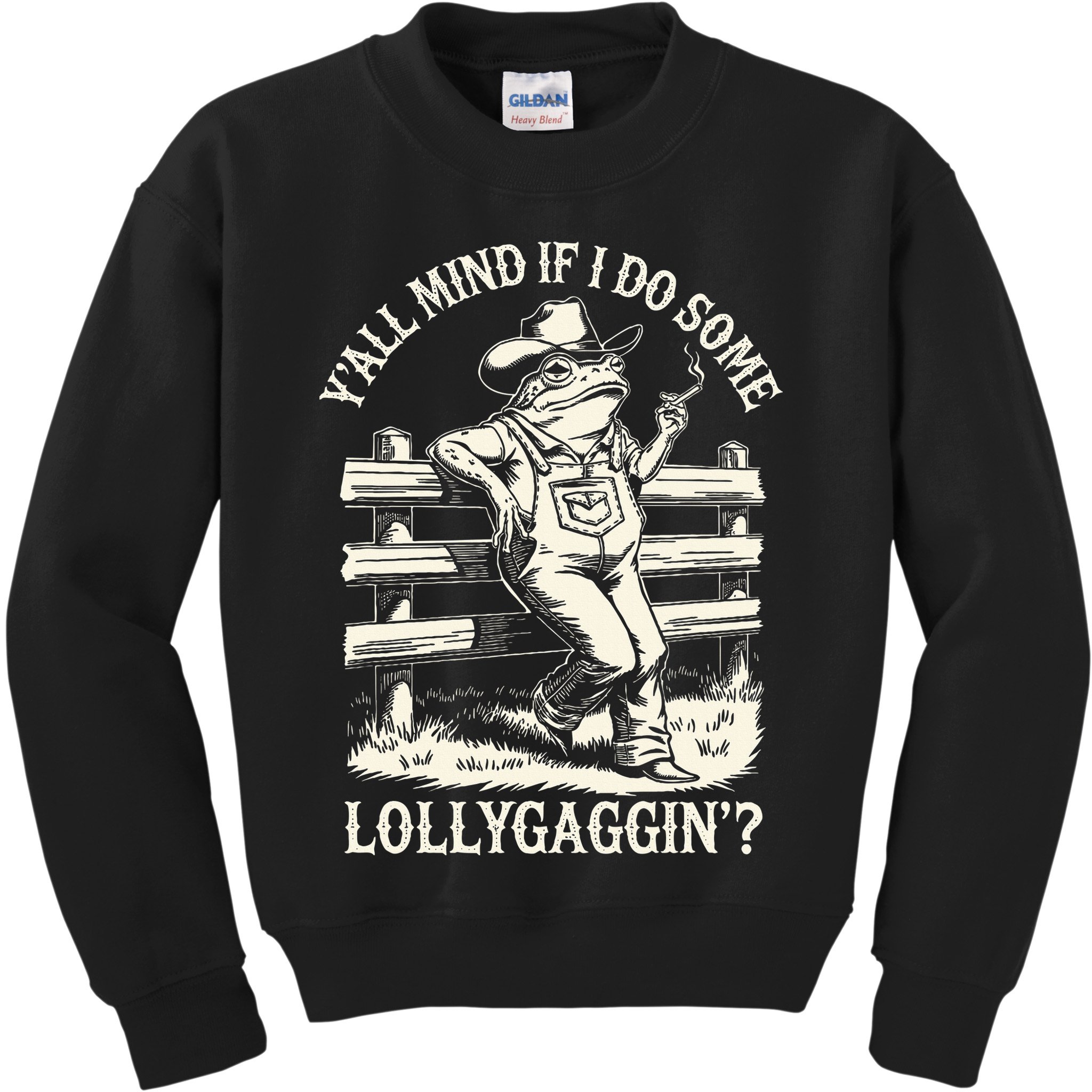 Yall Mind If I Do Some Lollygagging Cowboy Western Frog Kids Sweatshirt