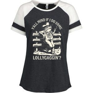 Yall Mind If I Do Some Lollygagging Cowboy Western Frog Enza Ladies Jersey Colorblock Tee