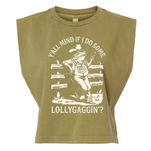 Yall Mind If I Do Some Lollygagging Cowboy Western Frog Garment-Dyed Women's Muscle Tee