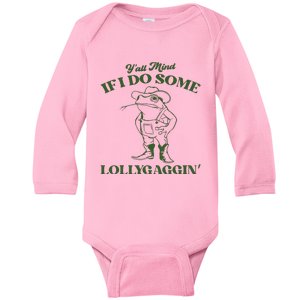 Yall Mind If I Do Some Lollygagging Funny Cowboy Frog Baby Long Sleeve Bodysuit